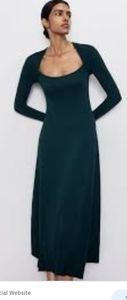 Zara Olive green A-line knit flare dress